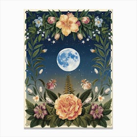 Moon And Flowers 2 Canvas Print