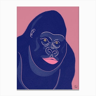 Gorilla With Pink Background Canvas Print