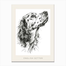 English Setter Dog Line Sketch 3 Poster Canvas Print
