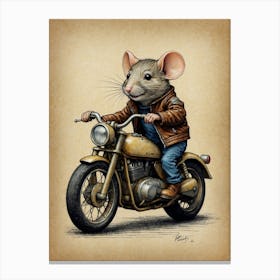 Mouse On A Motorcycle Canvas Print