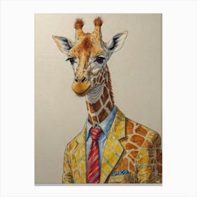 Giraffe In Suit 2 Canvas Print