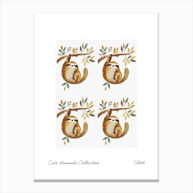 Cute Animals Collection Sloth 4 Canvas Print