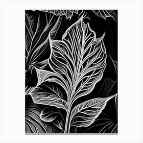 Basil Leaf Linocut 2 Canvas Print
