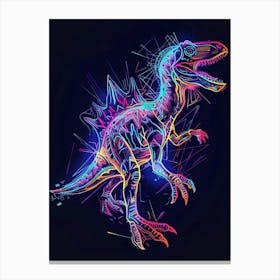 Neon Outline Dinosaur Illustration 2 Canvas Print