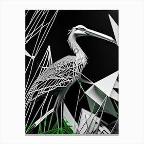 Black Heron Polygonal Wireframe 1 Canvas Print