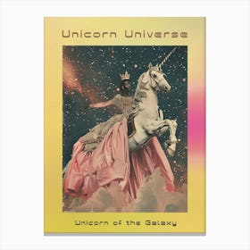 Princess In Space On A Unicorn Retro Collage 1 Poster Canvas Print
