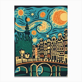 Starry Night In Amsterdam Canvas Print