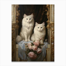 Two Medieval White Cats Canvas Print
