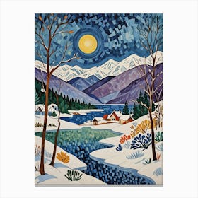 Moonlight In The Snow Canvas Print