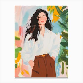 Fierce Woman Gouache Painting Canvas Print