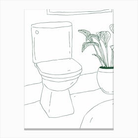 Bathroom Illustration Green Canvas Print