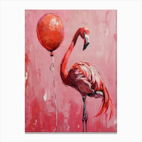 Cute Flamingo 2 With Balloon Canvas Print