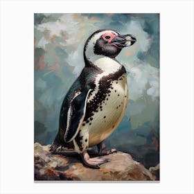 African Penguin Isabela Island Oil Painting 2 Canvas Print