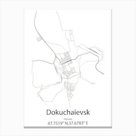 Dokuchaievsk,Ukraine Minimalist Map Canvas Print