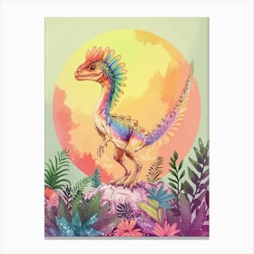 Rainbow Pastel Utahraptor Dinosaur Canvas Print