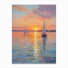 Sailboats At Sunset 12 Canvas Print