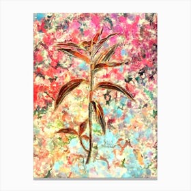 Impressionist Dayflower Botanical Painting in Blush Pink and Gold n.0017 Canvas Print