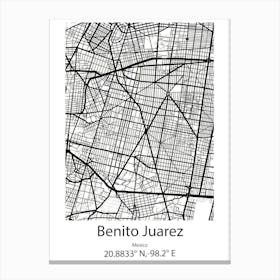 Benito Juarez,Mexico Minimalist Map Canvas Print