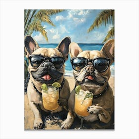 Whimsical Frenchies At The Bar 26 Canvas Print