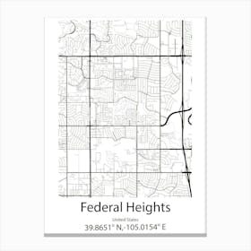 Federal Heights,United States Minimalist Map Canvas Print