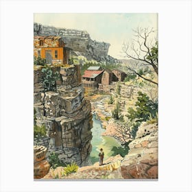 Storybook Illustration Mount Bonnell Austin Texas 1 Canvas Print