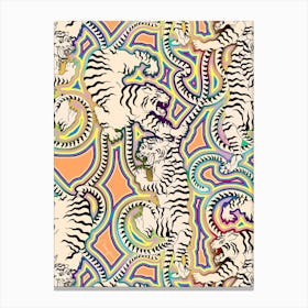 White Tigers Indian Carpet Canvas Print
