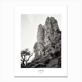 Poster Of Capri, Italy, Black And White Photo 3 Canvas Print