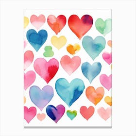 Watercolor Hearts Canvas Print