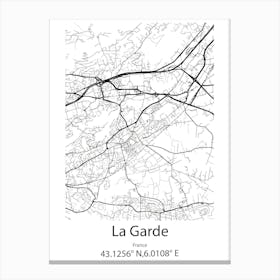 La Garde,France Minimalist Map Canvas Print