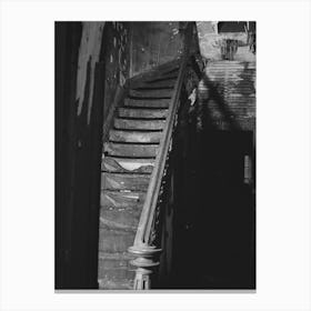 Staircase In Hall Of Apartment Buildings, This House Is Now Vacant After Fire, Chicago, Illinois By Russell Lee Canvas Print