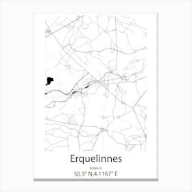 Erquelinnes,Belgium Minimalist Map Canvas Print