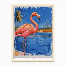 Greater Flamingo Salt Pans And Lagoons Tropical Illustration 5 Poster Canvas Print