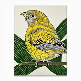 Yellowhammer Linocut Bird Canvas Print