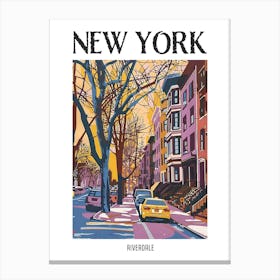 Riverdale New York Colourful Silkscreen Illustration 1 Poster Canvas Print