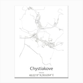 Chystiakove,Ukraine Minimalist Map Canvas Print