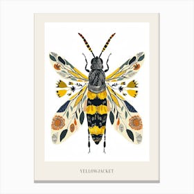 Colourful Insect Illustration Yellowjacket 12 Poster Canvas Print
