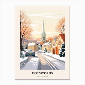 Vintage Winter Travel Poster Cotswolds United Kingdom 2 Canvas Print