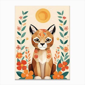 Floral Cute Baby Puma Nursery Illustration (42) Canvas Print