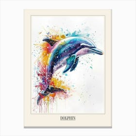 Dolphin Colourful Watercolour 1 Poster Canvas Print
