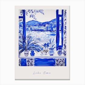 Lake Como Italy Blue Drawing Poster Canvas Print