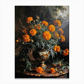 Baroque Floral Still Life Marigold 4 Canvas Print