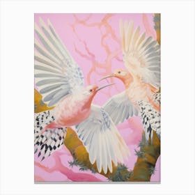Pink Ethereal Bird Painting Hoopoe 4 Canvas Print