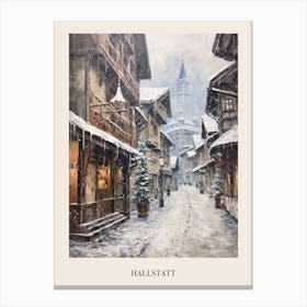 Vintage Winter Painting Poster Hallstatt Austria 1 Canvas Print
