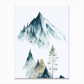 Mountain And Forest In Minimalist Watercolor Vertical Composition 234 Canvas Print