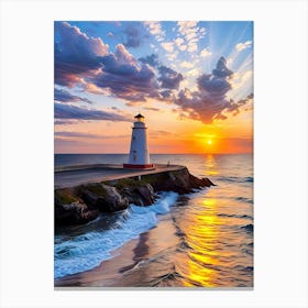 Sunset At The Lighthouse Canvas Print