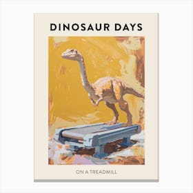 On A Treadmill Dinosaur Poster Canvas Print