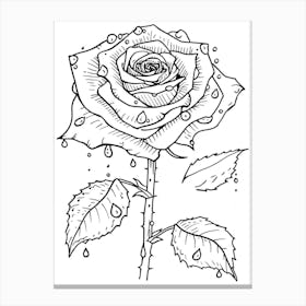 Rose Dew Line Drawing 1 Canvas Print