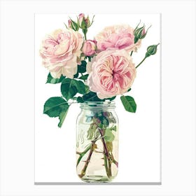 English Roses Painting Rose In A Mason Jar 1 Canvas Print