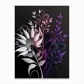 Flowers On Black Background Canvas Print