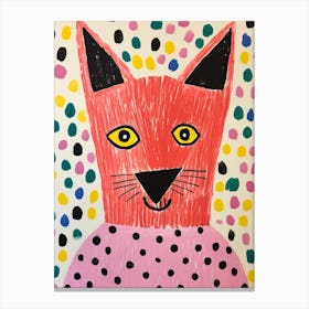 Pink Polka Dot Fox Canvas Print